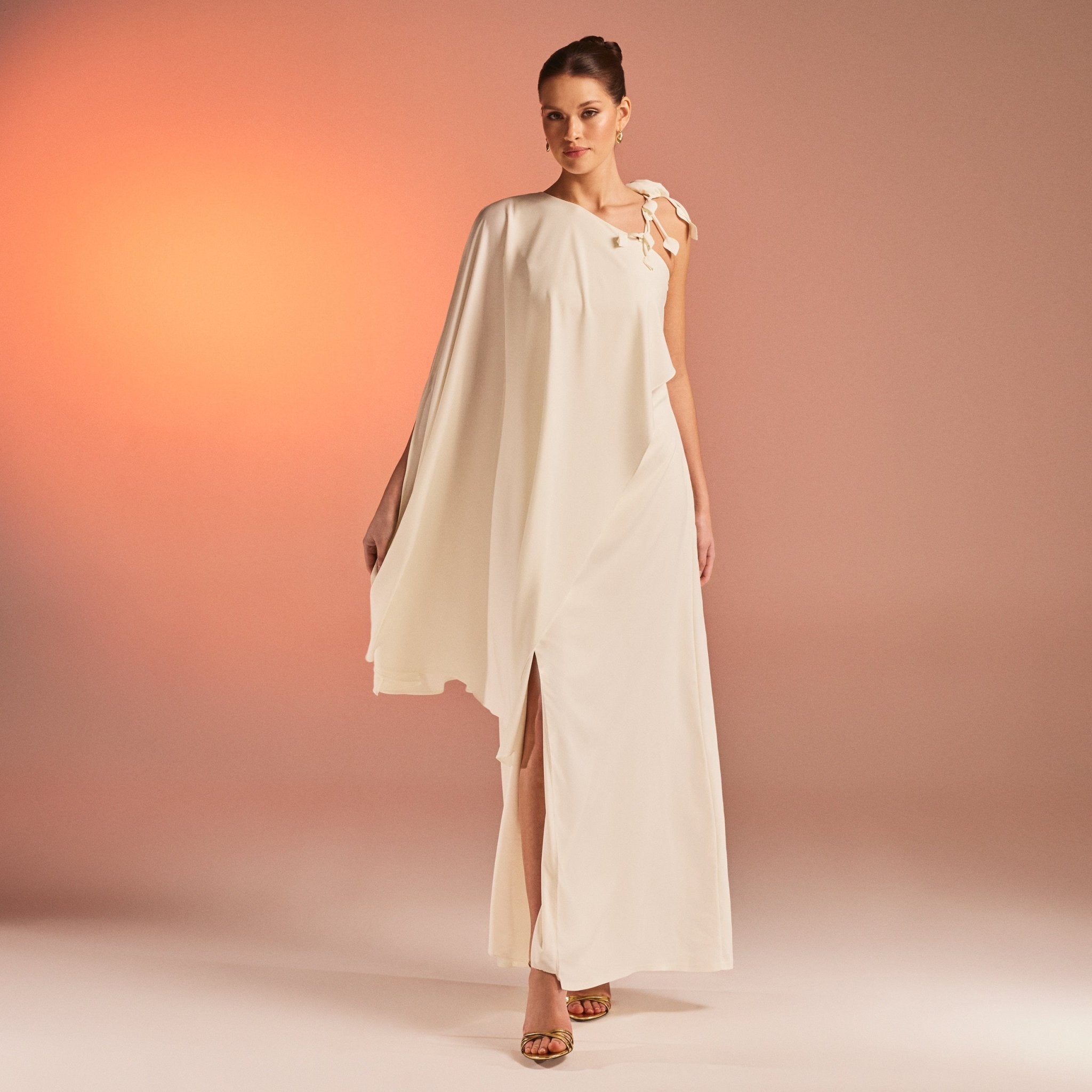 Maxi Kaftan with One Detailed Shoulder - shopaleena