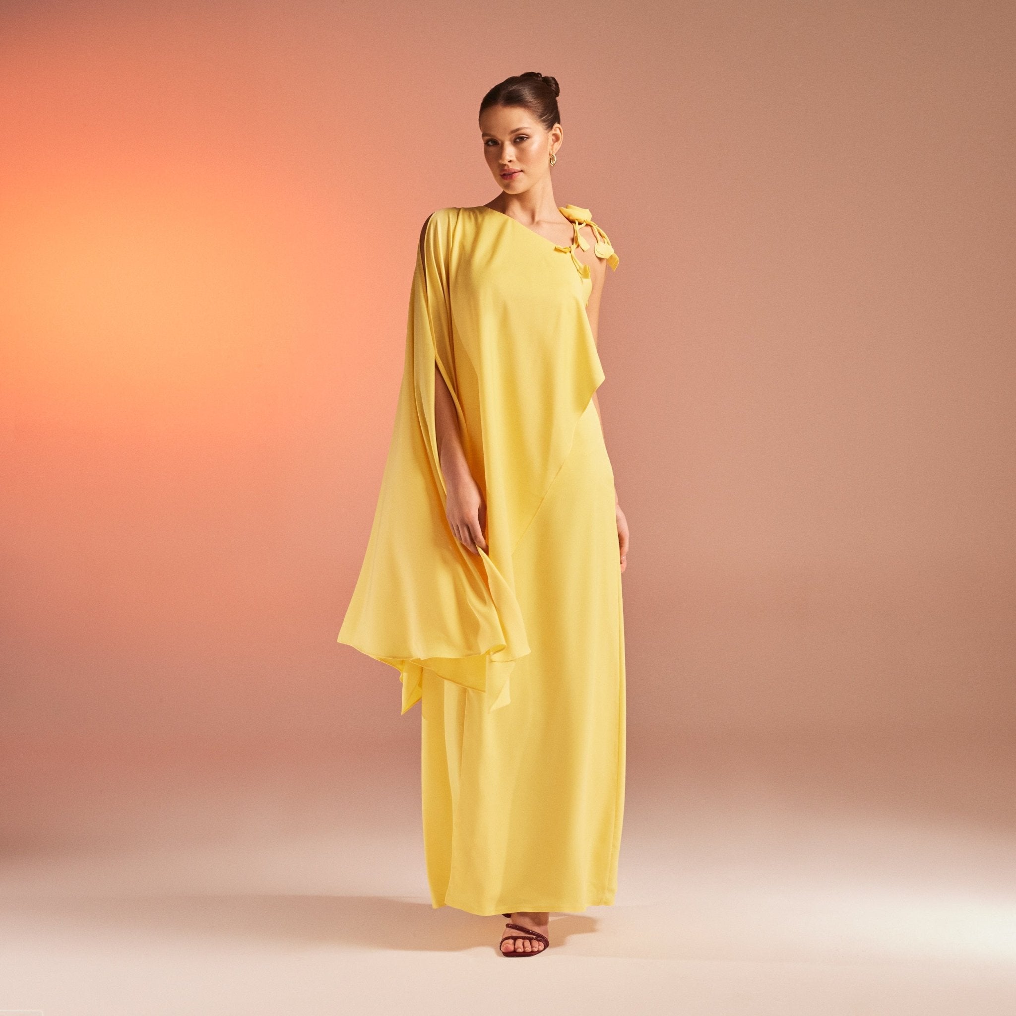 Maxi Kaftan with One Detailed Shoulder - shopaleena