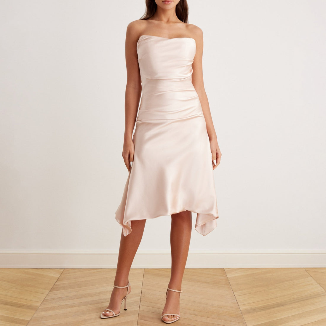 Satin Strapless Midi Dress – shopaleena