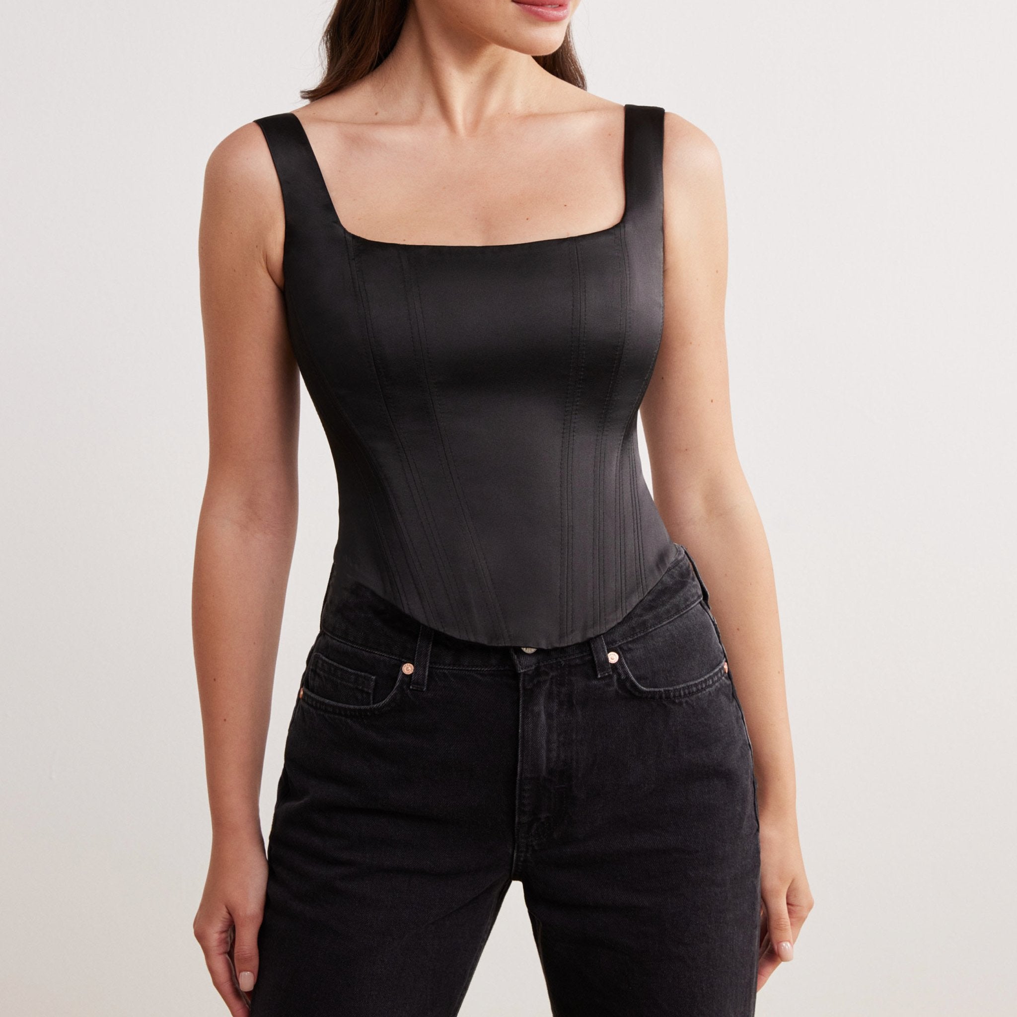 Square Neck Corset Top - shopaleena
