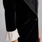 Velvet Blazer with Satin Collar - shopaleena