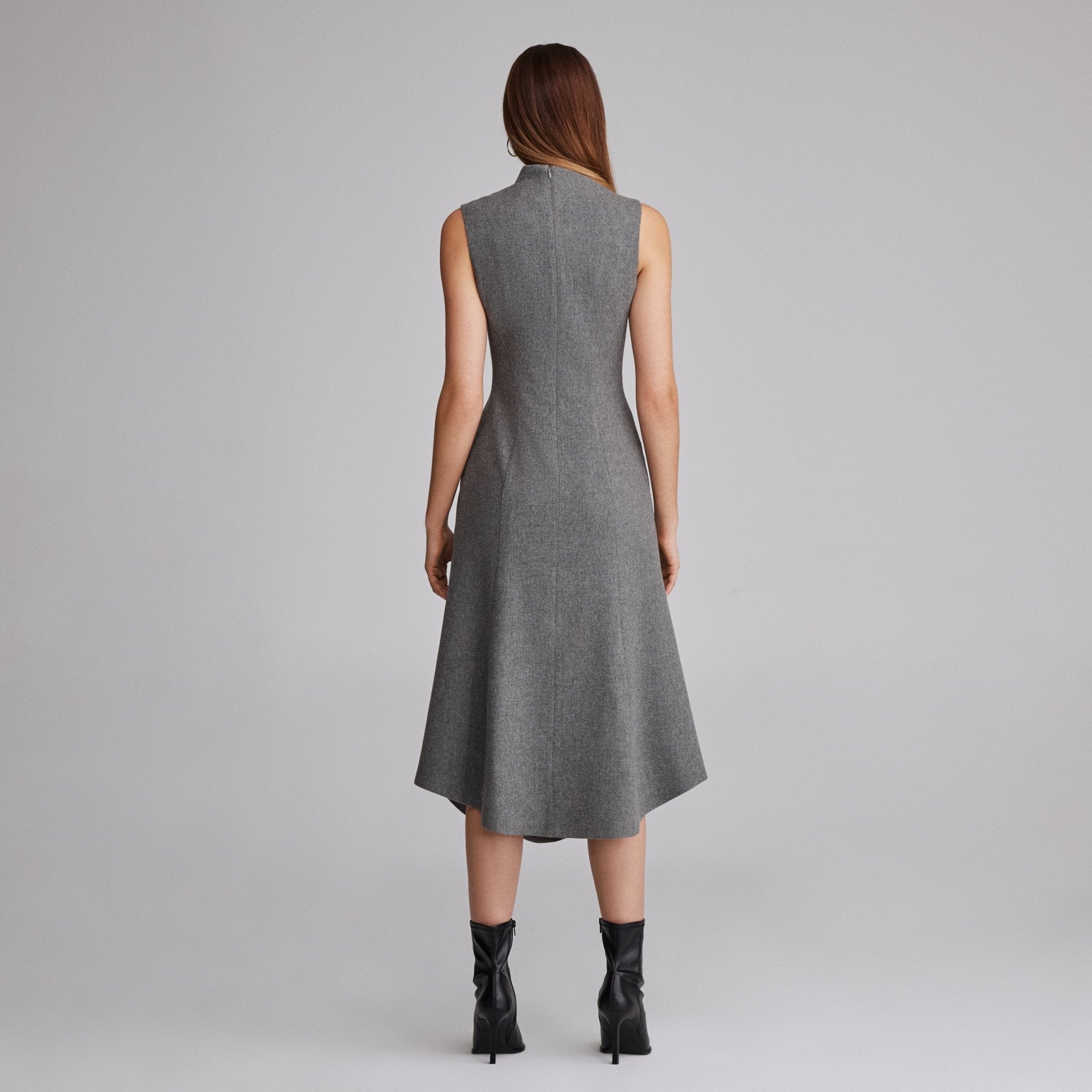 Virgin wool Asymmetric Midi Dress - shopaleena