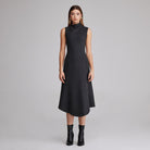 Virgin wool Asymmetric Midi Dress - shopaleena