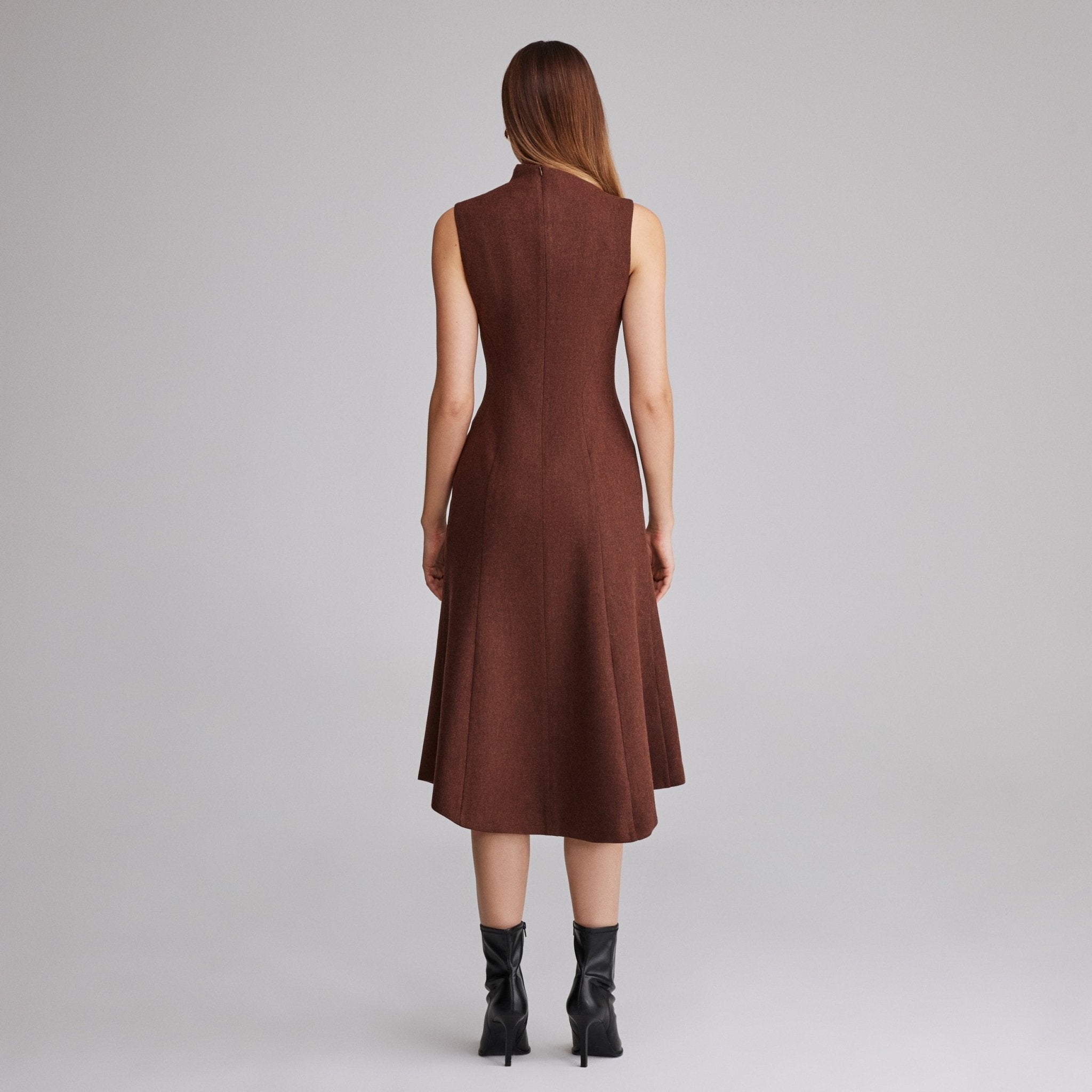 Virgin wool Asymmetric Midi Dress - shopaleena