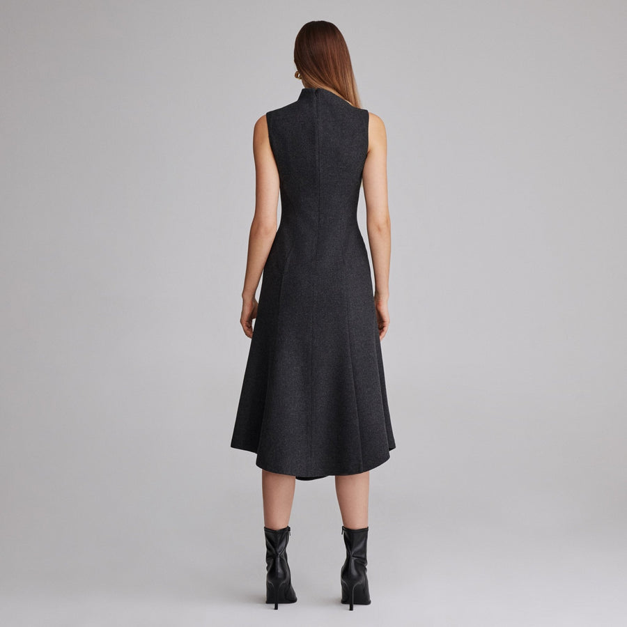 Virgin wool Asymmetric Midi Dress - shopaleena